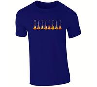 8 Classic Gibson Sunburst Les Paul Guitars T-Shirt, Retro Musician Gift for Guitar Lovers, 100% BCI Cotton Unisex Crew Neck Classic Fit Tee-Navy (Size-S)