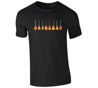 8 Classic Gibson Sunburst Les Paul Guitars T-Shirt, Retro Musician Gift for Guitar Lovers, 100% BCI Cotton Unisex Crew Neck Classic Fit Tee- Black (Size-L)