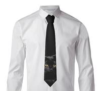 8 cm Wide Mens Necktie, Staring Black Cat Tie for Parties, Weddings, Business