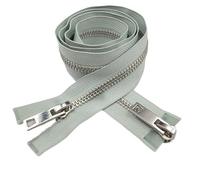 8# Coarse-Tooth Metal Zipper with Pure Copper Platinum Teeth, Two-Way Coat/Down Jacket Pull for Clothing,Duvet Covers, Backpacks(Green-110cm)