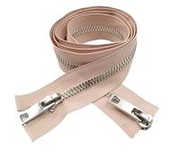 8# Coarse-Tooth Metal Zipper with Pure Copper Platinum Teeth, Two-Way Coat/Down Jacket Pull for Clothing,Duvet Covers, Backpacks(Pink-120cm)