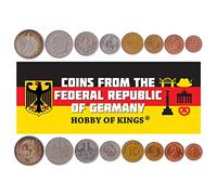 8 Coins from Germany | German Coin Set Collection 1 2 5 10 50 Pfennig 1 2 5 Deutsche Mark | Circulated 1950-2001 | Oak | Eagle | Max Planck