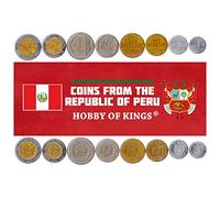 8 Coins from Peru | Peruvian Coin Set Collection 1 5 10 20 50 Céntimos 1 2 5 Nuevos | Circulated 2005-2015 | Laurel wreath | Hummingbird | Nazca Lines | Shield of Peru | Condor