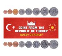 8 Coins from Turkey | Turkish Coin Set Collection 1 5 10 25 50 Kurus 1 2 1/2 5 Lira | Circulated 1963-1980 | Mustafa Kemal Atatürk | Crescent And Star