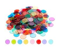 8-Color Bingo Counting Discs - 200pcs 3/4" Clear Plastic Chips for Board Games, Math, and Educational Fun