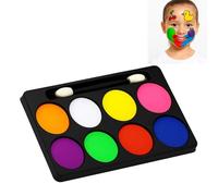 8-Color Face and Body Paint Palette with Applicator - Creating Bold and Artistic Watercolour Paint Vibrant Neon Paints Halloween Makeup - Palette Rainbow Block (8-Color & Brush)