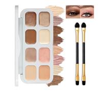 8-Color Matte & Shimmer Eyeshadow Palette with Neutral Browns, Pinks & Peach Tones - Professional Long-Lasting Powder with Dual-Ended Brushes & Mirror for Everyday Wear, All Skin Tones
