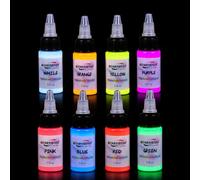 8 Color UV Tattoo Ink Set, Fluorescent Blacklight Ink 15ml Each | Vivid daylight shades, UV-activated neon effect, blendable palette, smooth consistent flow, tattoo supplies for beginners