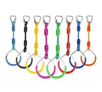8 Colorful Ninja Ring Fitness Gymnastic Ring Outdoor Backyard Playground Training Equipment Play Set, Funny Jungle Gym Fist Hanging Swing Monkey Bars Ninja Warrior Obstacle Course Trapeze Accessories