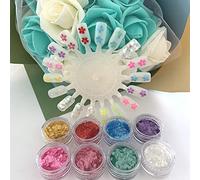 8 Colors Boxes Set Colorful Sakura Petals Shape Glitter Sequins for Festival Rave Beauty Makeup Face Body Nail Craft Art Christmas Halloween Decoration (8 Colors Set)