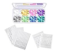 8 Colors Glitter Eyeshadow Palette, with Self-Adhesive Rhinestones.Rainbow Colour Makeup Pallet, Professional Long-Lasting, Highly Pigmented, Glittery Eyeshadow for Party and Everyday Looks
