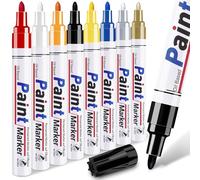8 Colors Paint Pens Paint Markers - Permanent Oil Based Paint Markers for Metal Wood, Paint Pens for Fabric Paint Ceramic Plastic Canvas Rock Painting Glass Tire, Waterproof Craft Supplies for Adults
