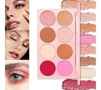 8 Colors Pink Blush Contour Eyeshadow Palette, Multifunctional Face Palette with Bronzer, Blush, Highlighter, Smooth Powder Finish, Long-Lasting Waterproof Formula, Perfect for Natural Glow Sculpting