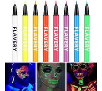 8 Colors UV Neon Night Glow, UV Neon Face Paint Pens, Glow in the Dark Under UV Light Body Painting Kit, for Adults Artist Halloween Christmas Birthday Party