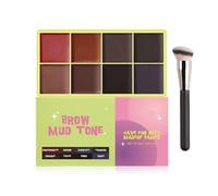 8 Colour Cream Eyebrow Highlighter Palette With Brush, Brow Mud Tone Cream Makeup Palette, Highlighter & Contour, Highly Pigmented, Long-Lasting, Concealer Palette Blendable Makeup Set For Women