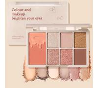 8-Colour Eyeshadow Palette,Nude Brown Earth Tone Shades with Matte,Shimmer&Glitter Finishes,Long-Lasting Eyeshadow for Daily Makeup Routine,Highly Pigmented Neutral Makeup Palette(Iced peachwood wine)