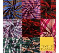 8 Colours - High Quality Check Tartan Faux Silk Taffeta Dress Fabric (Sample (10cm x 10cm), Peach/Teal 8552)