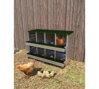 8-Compartment Metal Chicken Nesting Box with Roll-Away Egg Collection, Galvanised Steel Laying Nest for Chickens, Inclined Base for Clean Eggs, Easy-Clean Design with Ventilation, Green