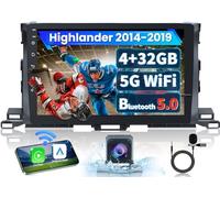 8 Core 4+32G Car Radio Stereo for Toyota Highlander 2014-2019: 10.2 Inch HD Touch Screen with Wireless Carplay Android Auto 5G WiFi GPS Bluetooth FM DSP SWC Backup Camera