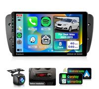 8 Core 4G+64G Android Car Stereo for Seat Ibiza 2009 2010 2011 2012,Podofo 9" 1280P IPS Touchscreen Radio with 5GWifi,Wireless Carplay,Android Auto, BT 5.0,Canbus,DSP,USB+Type-C,FM,SWC,Reverse Camera