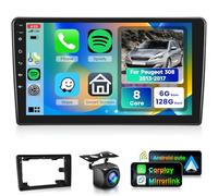 8 Core 6G+128G Car Radio for Peugeot 308 T9 308S 2013-2017 with 5G Wifi Wireless Carplay, Android Auto,Podofo 10" 1280P IPS Touch Screen Car Stereo, GPS, FM/RDS, BT 5.0, DSP, 63 UIs, Backup Camera