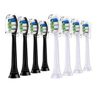 8 Count Replacement Toothbrush Heads Compatible with Philips Sonicare Electric Toothbrush, 4er White and 4er Black.
