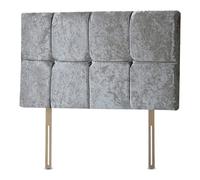 8 Cubed Deluxe Divan Bed Headboard | Crushed Velvet Padded Fabric Headboards for 3ft single bed Frame | Elegant design with wooden material headboards for beds (Grey,3ft Single Height-20inch)