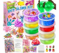 8 Cups DIY Slime Kit, Slime Kit for Girls, Glow in The Dark Clear Slime
