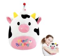 8"Cute Happy Birthday Black Unicorn Cow Soft Toy Plush Toy,Birthday Squishy Cow Toy Plush Pillow Toy,Stuffed Animal Cow Plushies Toys Soft Doll Cuddly Toy for Kids Girls Boys Birthday Gifts,Home Decor