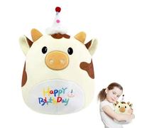 8"Cute Happy Birthday Brown Unicorn Cow Soft Toy Plush Toy,Birthday Squishy Cow Toy Plush Pillow Toy,Stuffed Animal Cow Plushies Toys Soft Doll Cuddly Toy for Kids Girls Boys Birthday Gifts,Home Decor