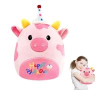 8"Cute Happy Birthday Pink Unicorn Cow Soft Toy Plush Toy,Birthday Squishy Cow Toy Plush Pillow Toy,Stuffed Animal Cow Plushies Toys Soft Doll Cuddly Toy for Kids Girls Boys Birthday Gifts,Home Decor