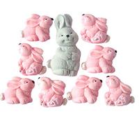 8 Cute Pink Baby Rabbits 1 Grey Mother Rabbit Cupcake Toppers Cake Decorations
