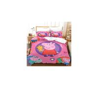 (8, Double) Kids Cartoon 3D Peppa Pig Duvet Cover Pillowcase Single Double Bedding Set Gift