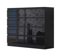 8 Drawer Black Chest Of Drawers Gloss Fronts FWStyle Black One Size