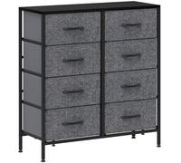 8 Drawer Fabric Chest Drawers Wooden Top Hallway Black