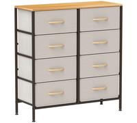 8 Drawer Fabric Chest Drawers Wooden Top Hallway Cream