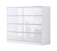8 Drawer White Chest Of Drawers Gloss Fronts FWStyle White One Size