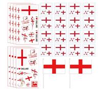 8 England Flag Tattoo Stickers, 16 Face Stickers, 2 Hand-Cranked Flags, Children's Football Tattoos, Fan Tattoo Stickers, Football Party Decorations