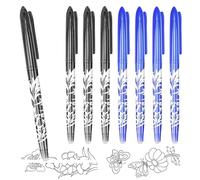 8 Erasable Pens, 0.5mm Erasable Gel Pens, Eraser Pen with Rubber, Friction Pen with Rubbers on the End, 4 Blue+ 4 Black, for Kids Adult School Office Supplies