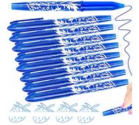 8 Erasable Pens Blue - Rub Out Pens Erasable Gel Pens with Rubbers on the End, Cool Friction Pen with Eraser, Ballpoint Writing Pen that Rub Out, Stationary Office Supplies School Gifts for Teacher