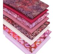 8 Fat Quarters Bundle - Shepherd's Delight Batik and Plain Solid Fabrics in Reds and Pinks. 100% Cotton for Quilting, Patchwork, Crafting (with Free Patchwork Pattern by Overdale Fabrics)
