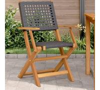 (black, 2 pcs) vidaXL Garden Chairs Outdoor Dining Chair Solid Wood Acacia and Poly Rattan