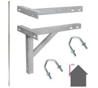 8 Foot 2.44m - TV Aerial Pole & T K Bracket - Long Mast Wall Mounting Install Kit - Loops
