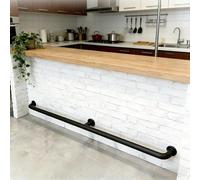 8 Foot 6/7/9/10/12/14/16 ft Gold Foot Railing for Bar, Heavy Duty Footrest Rail - Outsider/Inside Use, Restaurants Kitchen Pubs Foot Rest Rod Railing(Black,7ft/213cm)