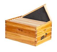 8-Frame Beehive Box Langstroth Deep Brood Box Dipped in 100% Beeswax Includes Wooden Frames & Waxed Foundations (Unassembled)