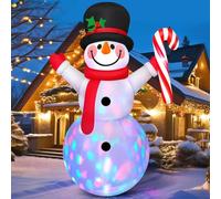 8 FT Snowman Inflatable Christmas Decorations with Candy Cane Christmas Inflatables Build-in Rotating Colorful LED Lights Blow Up Outdoor Xmas Decoration for Garden Party Holiday Indoor Yard Lawn