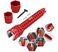 8-Functions Faucet Wrench Tool, Anti-Slip Faucet and Sink Installer, Sink Faucet Installer Socket Wrench Kit, Basin Wrench, Multifunctional Plumbing Pipe Spanner Tool for Sink/Bathroom/Kitchen