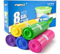 8 Gallon/150pcs Medium Trash Bags, FORID Colorful Clear Garbage Bags, Extra Strong Rubbish Bags for Home, Office, Car/30 Liter/5 Rolls
