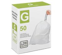 8 Gallon Code G Heavy Duty Drawstring Trash Bags | 1.2 Mil | White Garbage Can Liners 8 Gallon / 30 Liter (50 Count) Compatible with simplehuman Code G Heavy Duty Plastic Trash Bags