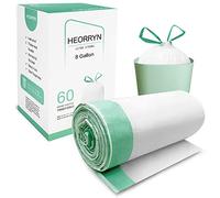 8 Gallon Drawstring Trash Bags-0.79 Mil Ultra Strong Medium Trash Can Liners for Kitchen/Office, Unscented White Garbage Bags, 60 Count